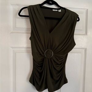 Cato Khaki V-Neck Top